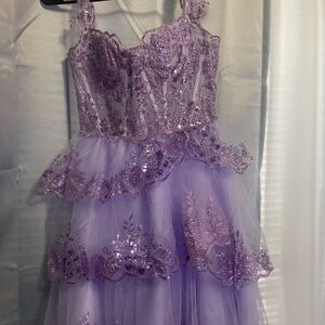 Lavender Lace Tiered Dress